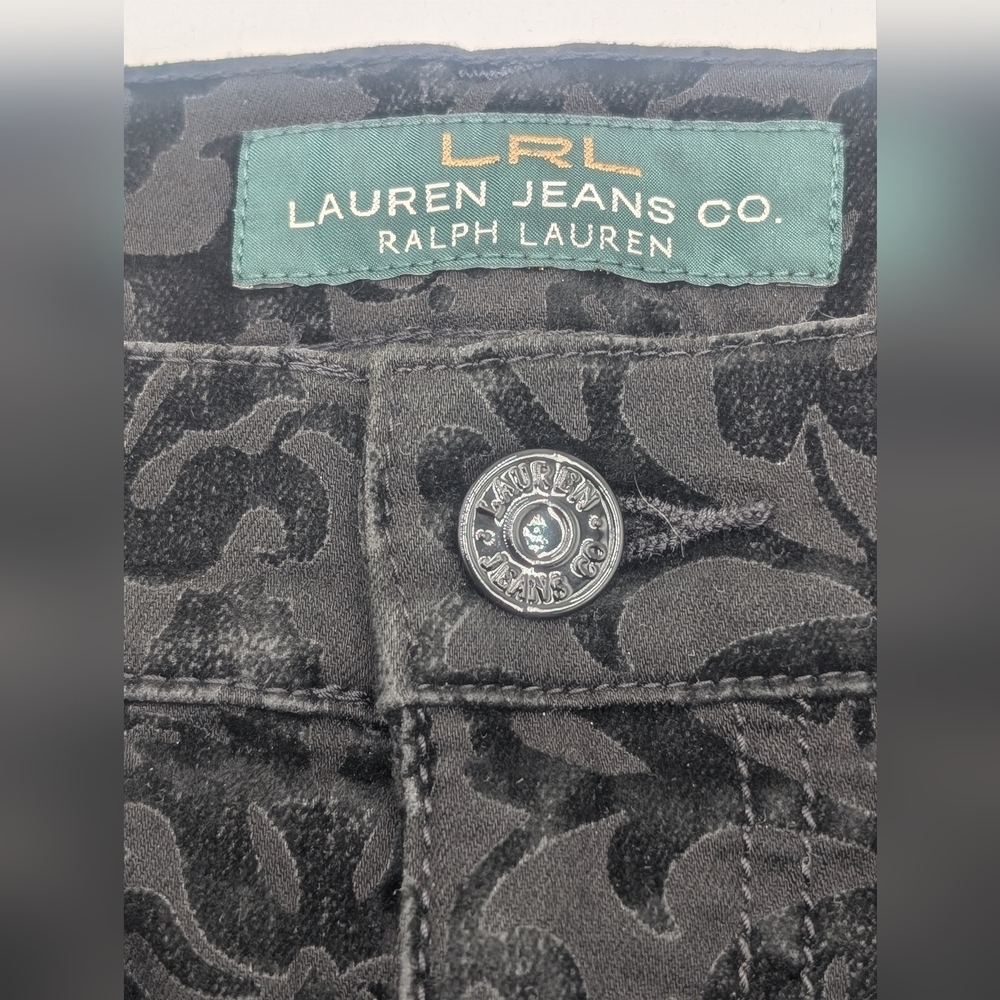 NWT LRL Midnight Damask Black Jeans Size 12 Floral Pattered Classic Straight Fit - Picture 9 of 16